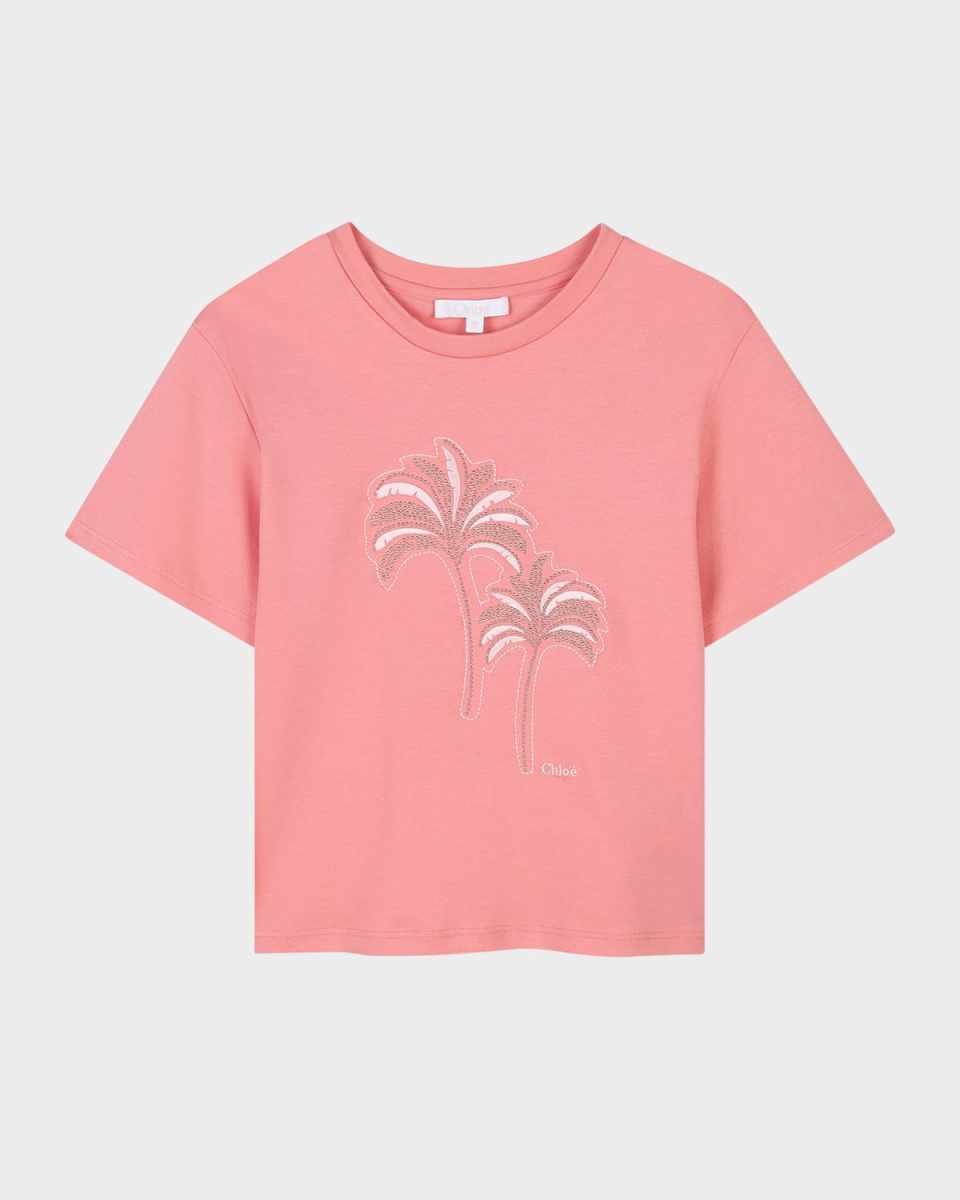 Girl's Palm Tree Embellished Tee, Size 8-